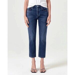 AGOLDE Riley Crop in Control Womens High-Rise Straight Leg Jeans Size 32